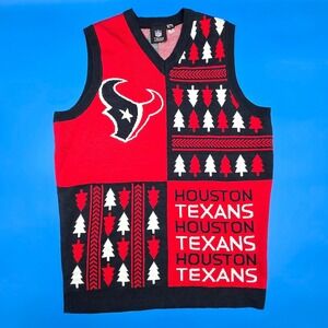 NFL Houston Texans Ugly Christmas Sweater Vest Men's Size M V-Neck‎